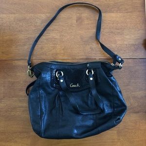 Authentic black leather Coach purse